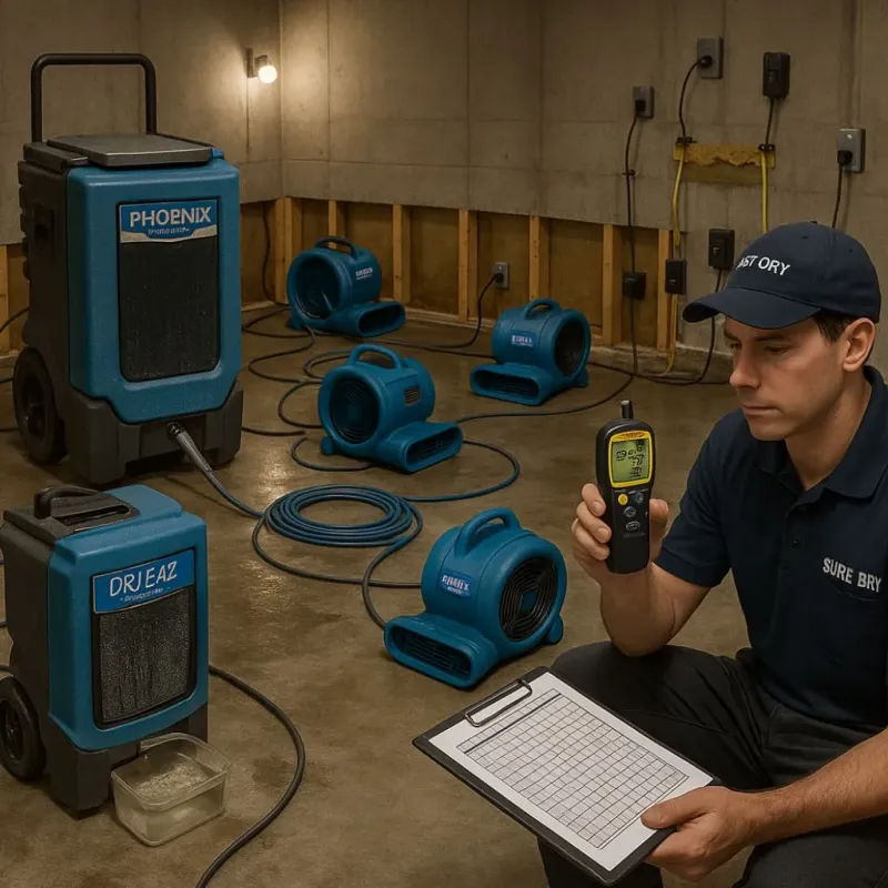 Structural Drying and Dehumidification process in Sierra Madre, CA